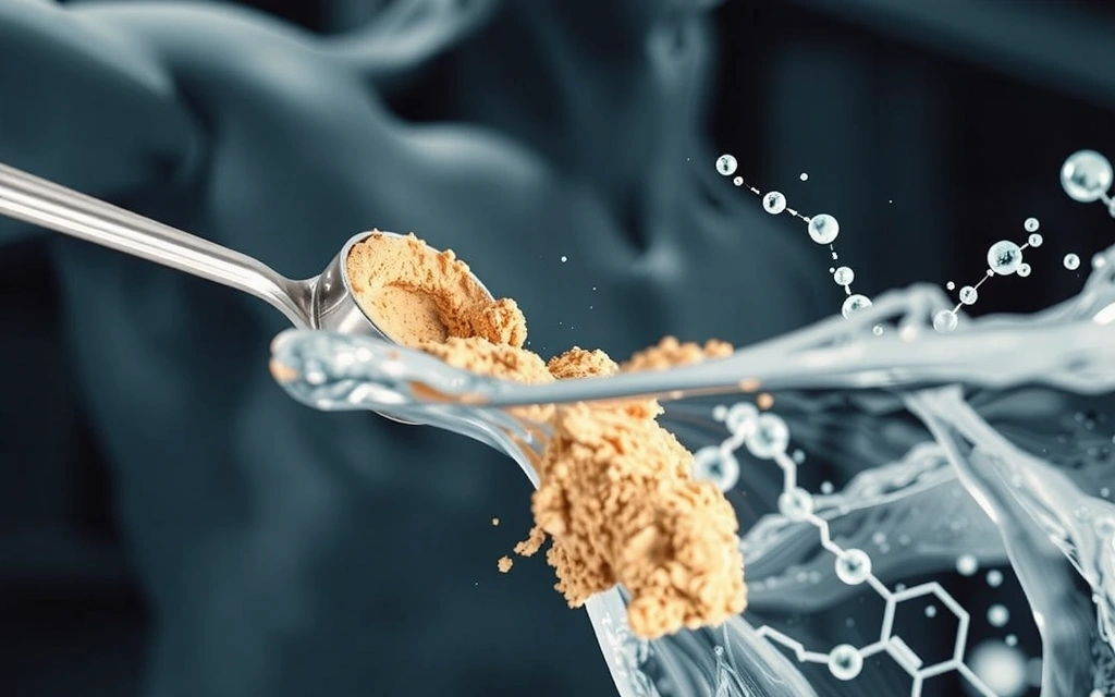 Polvo de aminoácidos y músculos